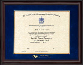 CGA Ontario Provincial certificate frame - Glossy mahogany & velvet mats